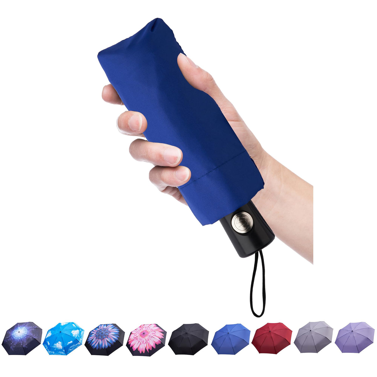 Goothdurs Automatic Mini Travel Windproof Umbrella Compact Auto Open/Close Small Lightweight Folding Rain Umbrellas for Women Men