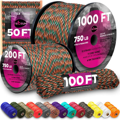 Paracord Rope 550 lb 4mm – Parachute Cord – Utility Camping Rope