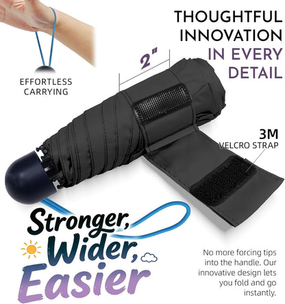 Mini Travel Umbrella for Rain 43" UPF 100+ UV Protection Umbrella