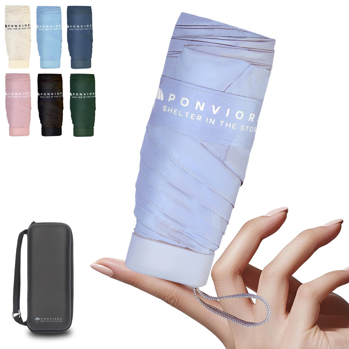 Compact Mini Windproof Travel Umbrella-UPF 50+ Sun & Rain Protection, Small Folding Design Fits in Pocket or Purse, Lightweight Portable with Case for Women, Men & Kids