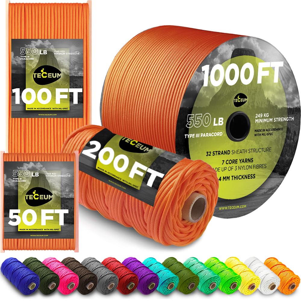 Paracord Rope 550 lb 4mm – Parachute Cord – Utility Camping Rope
