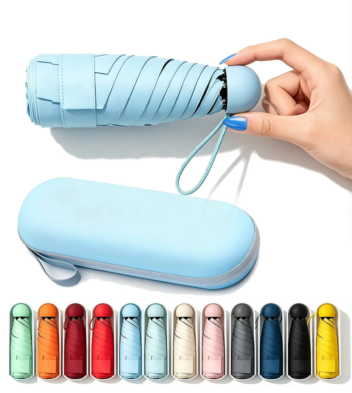 SIEPASA Mini Travel Umbrella, Compact UV Protection Sun & Rain Umbrella