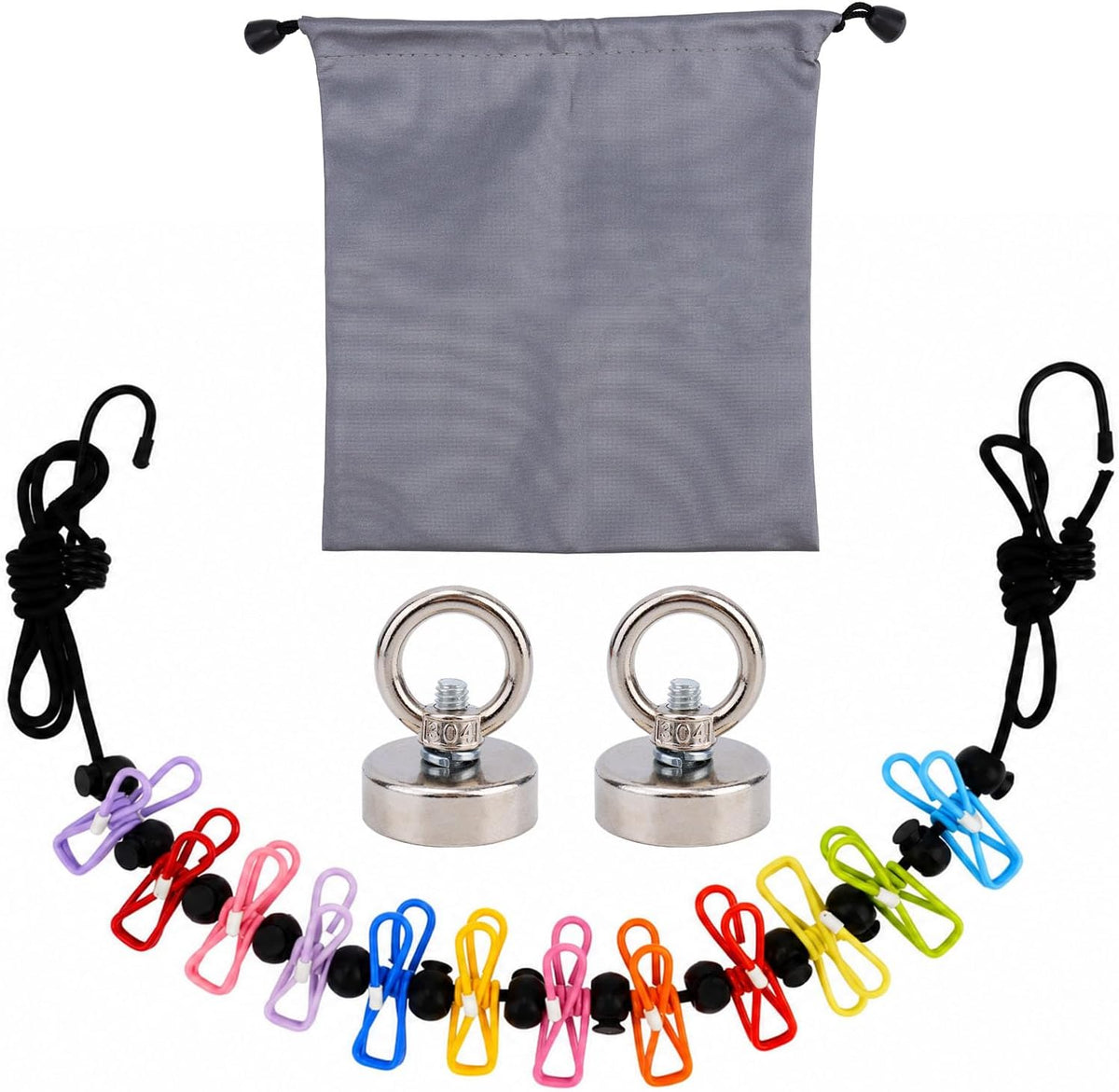 Travel Clothesline for Cruise Ship, Stretchable Clothes Line with 2 Magnetic Hooks & 12 Clothes Clips & Storage Bag Portable Laundry Line for Hotel Camping RV Outdoor Indoor Laundry Drying