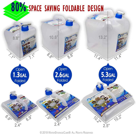 WaterStorageCube Collapsible Water Container with Spigot (5.3 Gal (2-Pack))