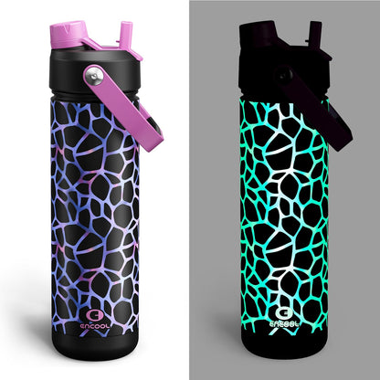 ENCOOL Insulated Water Bottle with Straw Stainless Steel Water Bottle, Leak-Proof, BPA-Free, Double Wall Vacuum Keeps Cold for 24 Hours for Sports, Travel, School (26 oz, Black Night)