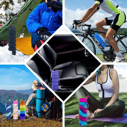 Collapsible Water Bottles 3 Pack 500ml (Black+Purple+Blue)