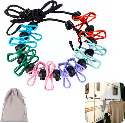 Rv Clothesline–Retractable Clothesline with 12 Clips for Camping