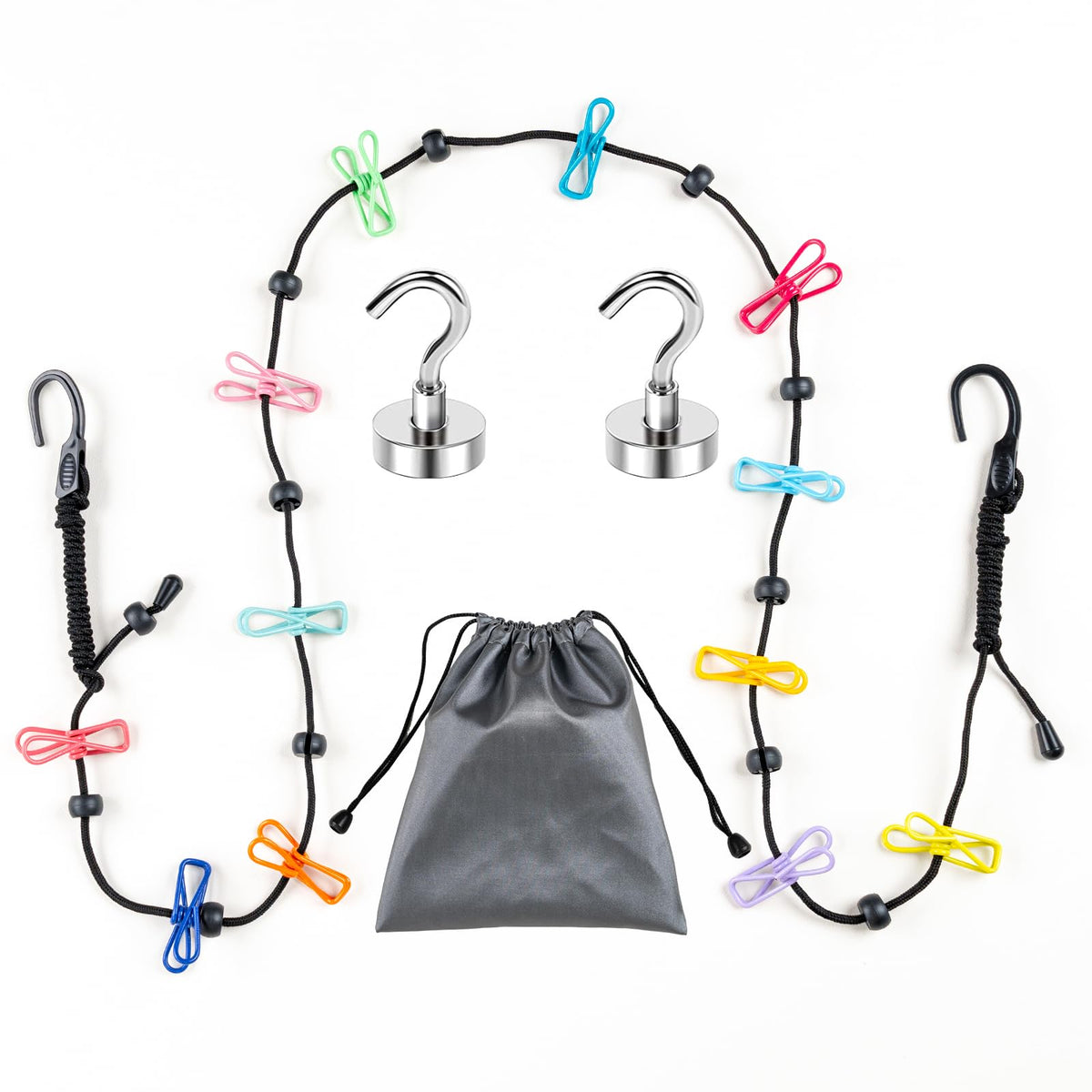 No-Sag Cruise Clothesline,Cruise Essential 2026,6PCS Magnetic Hooks 32/20mm