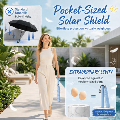 Pencil Umbrella from Japan, 103g Mini Japan Pencil Umbrellas with UPF 50+ Sun, Ultra-Lightweight Compact All-Weather Umbrella for Rain, Backpack, Handbag, Commute, Beach, Hiking, Outdoor Use