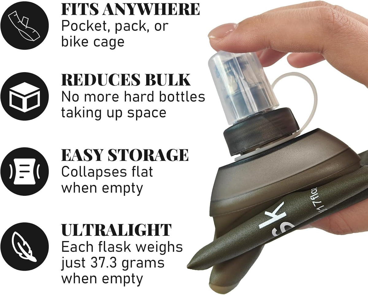 2x Soft Flask 500ml Foldable Hydration Flask Reusable