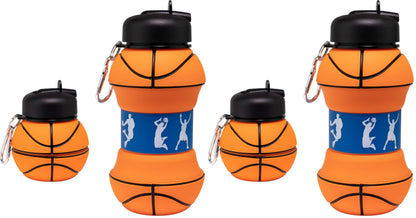 Maccabi Art Clip-On Collapsible 1 Liter, 34 oz. size BPA-Free Silicone Soccer Ball Large Water Bottle for Kids