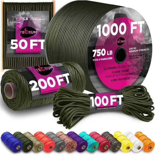 Paracord Rope 750lb 5/32 – Tent Camping Cord – Utility Outdoor Nylon Rope