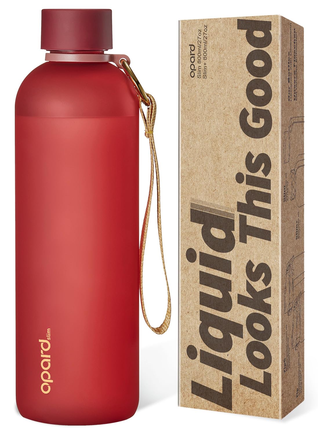 Opard Slim Water Bottle 32oz, Dishwasher Safe Plastic Water Bottle BPA-Free, Leakproof Screw Top, Forest Green, Reusable for Travel School Sport Gym Hiking