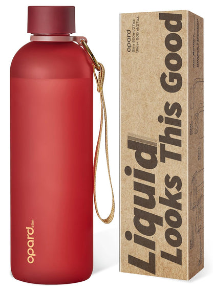 Opard Slim Water Bottle 32oz, Dishwasher Safe Plastic Water Bottle BPA-Free, Leakproof Screw Top, Forest Green, Reusable for Travel School Sport Gym Hiking