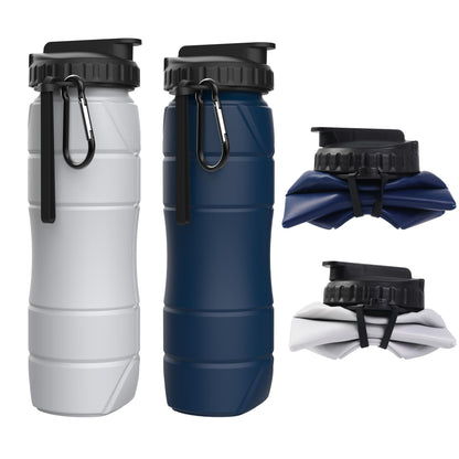 Collapsible Water Bottles, 22oz with Straw for Travel, Gym & Sports