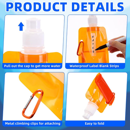 80 Pcs 16 oz Collapsible Water Bottles Bulk and Drawstring Backpack Set