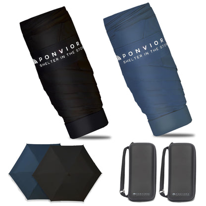 Compact Mini Windproof Travel Umbrella-UPF 50+ Sun & Rain Protection, Small Folding Design Fits in Pocket or Purse, Lightweight Portable with Case for Women, Men & Kids