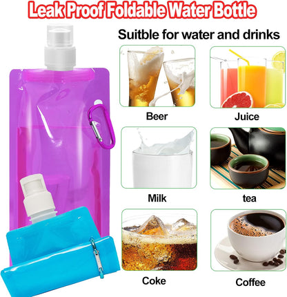 smilixin 10 Pack Collapsible Water Bottles,Collapsible Bag Water Bottles
