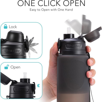 TakeToday Collapsible Water Bottles, Foldable for Travel, 32oz, Black
