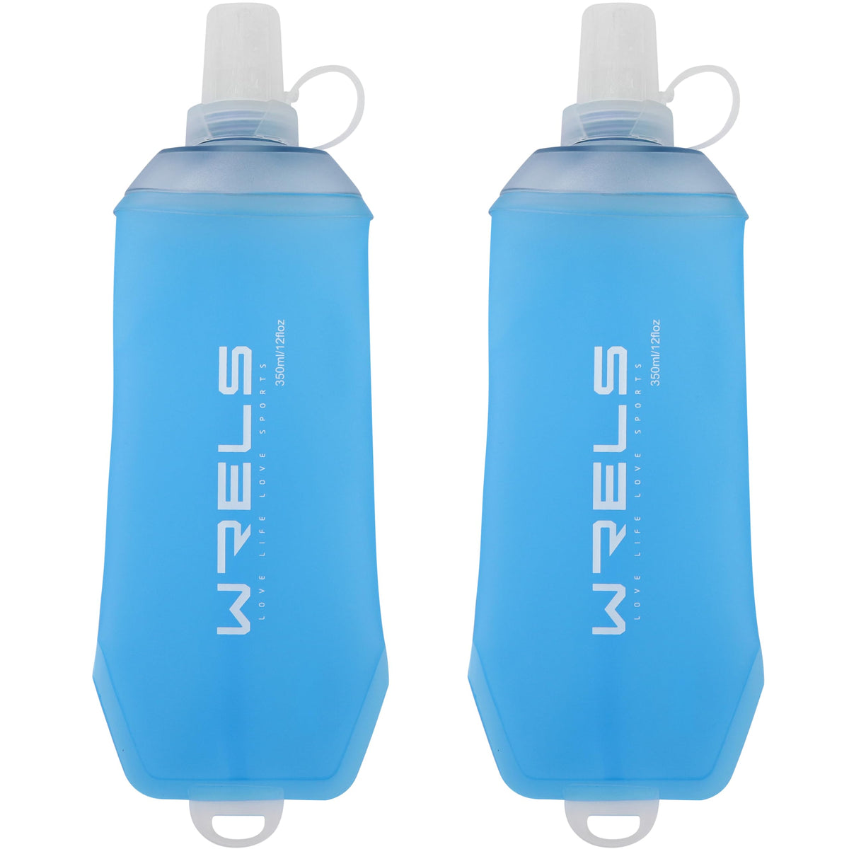 WRELS 200ml/350ml/500ml Collapsible Soft Flask,BPA Free Folding Soft Water Bottle with Hanging Ring,Lightweight TPU Hydration Flask for Running Marathon Cycling Hiking(350ml-2 Packs)