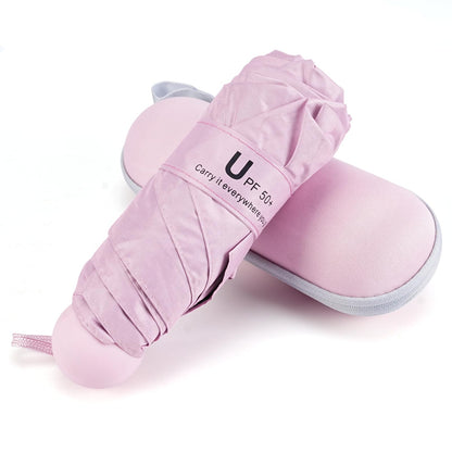 Mini Umbrella for Travel, Compact Folding Umbrella with Case