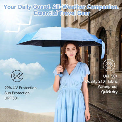 Mini Umbrella for Travel, Compact Folding Umbrella with Case