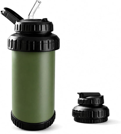 25oz 750ml Collapsible Water Bottle with Straw - BPA Free Silicone Foldable for Hiking Camping Travel Outdoor Sports Gym, Lightweight Portable Leakproof Reusable