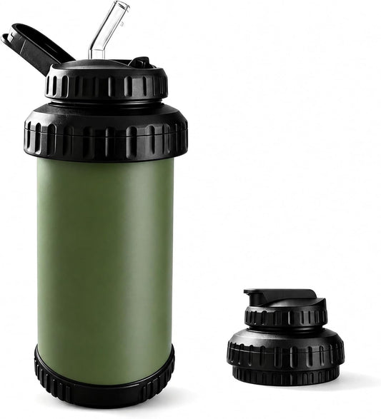25oz 750ml Collapsible Water Bottle with Straw - BPA Free Silicone Foldable for Hiking Camping Travel Outdoor Sports Gym, Lightweight Portable Leakproof Reusable