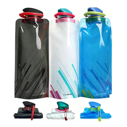 Jinora 4 Pack Collapsible Water Bottles for Travel – 20oz Foldable Water Bottle with Carabiner,Leakproof BPA-Free Water Jup, Portable Reusable Water Bottle for Hiking,Sports,Camping,Biking