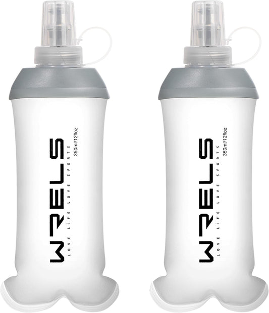 WRELS Running Water Bottle,250ml/350ml/500ml TPU Soft Flask,Collapsible Water Bottles for Hydration Vests and Running Belts Backpack, Soft Water Bottles For Hiking Cycling Climbing