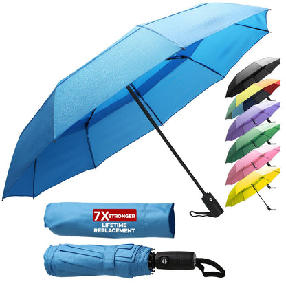 ZENO Travel Umbrella Compact - Small Umbrella for Backpack & Purse, Portable Automatic Umbrellas for Rain, Windproof, Reinforced Fiberglass Ribs, Water-Repellent Teflon