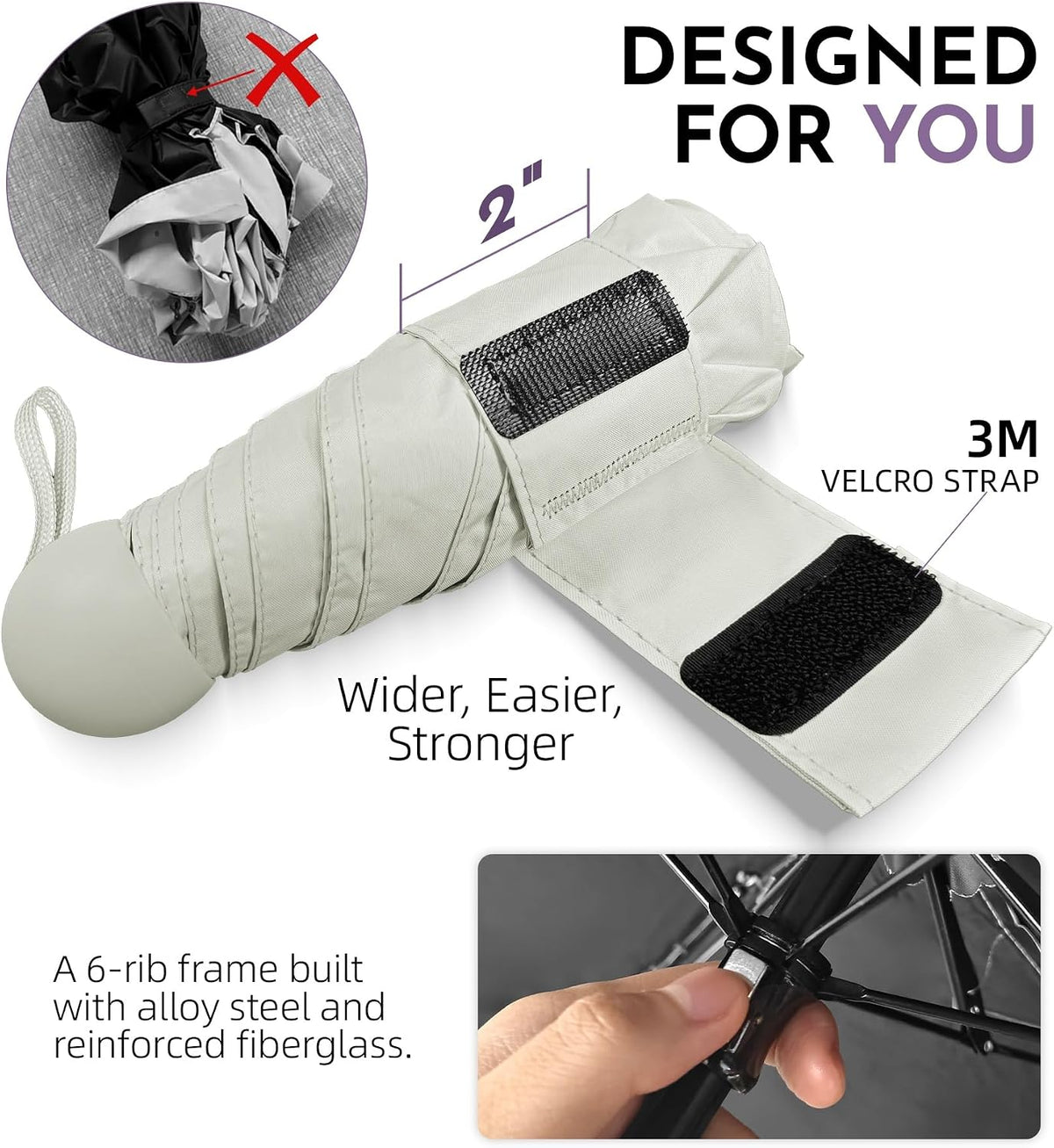 Umbrella Travel Size Mini Umbrella with UPF 100+ UV Rain Protection