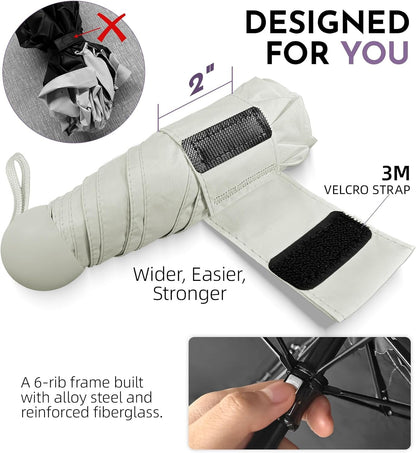 Umbrella Travel Size Mini Umbrella with UPF 100+ UV Rain Protection