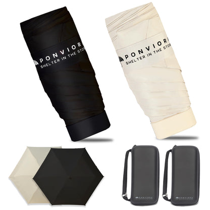 Compact Mini Windproof Travel Umbrella-UPF 50+ Sun & Rain Protection, Small Folding Design Fits in Pocket or Purse, Lightweight Portable with Case for Women, Men & Kids