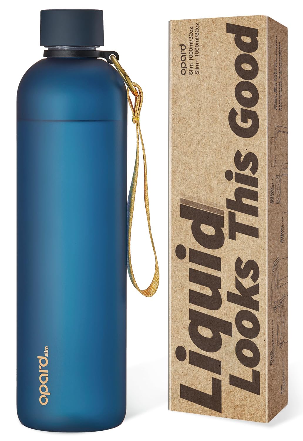 Opard Slim Water Bottle 32oz, Dishwasher Safe Plastic Water Bottle BPA-Free, Leakproof Screw Top, Forest Green, Reusable for Travel School Sport Gym Hiking