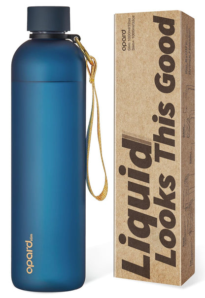Opard Slim Water Bottle 32oz, Dishwasher Safe Plastic Water Bottle BPA-Free, Leakproof Screw Top, Forest Green, Reusable for Travel School Sport Gym Hiking