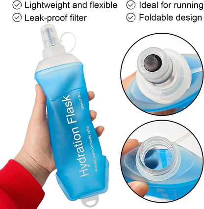 WILDREEDS 500ml Soft Flask, TPU Collapsible Soft Water Bottle for Hydration Pack, Running Vest, Folding Water Bottle for Hiking Cycling Climbing-2Pcs, Blue