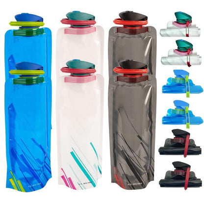 4 Pack Collapsible Water Bottles for Travel – 22oz Foldable Water Bottle with Carabiner,Leakproof BPA-Free Water Jup, Portable Reusable Water Bottle for Hiking,Sports,Camping,Biking