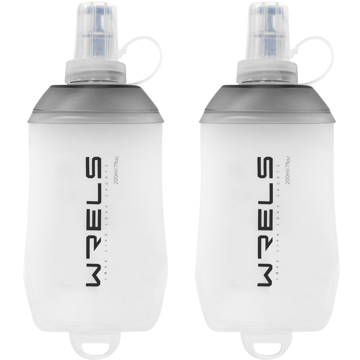 WRELS 200ml/350ml/500ml Collapsible Soft Flask,BPA Free Folding Soft Water Bottle with Hanging Ring,Lightweight TPU Hydration Flask for Running Marathon Cycling Hiking(350ml-2 Packs)