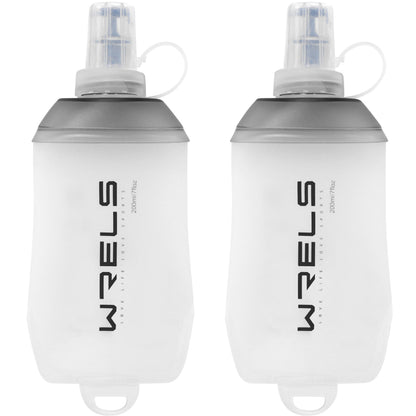 WRELS 200ml/350ml/500ml Collapsible Soft Flask,BPA Free Folding Soft Water Bottle with Hanging Ring,Lightweight TPU Hydration Flask for Running Marathon Cycling Hiking(350ml-2 Packs)