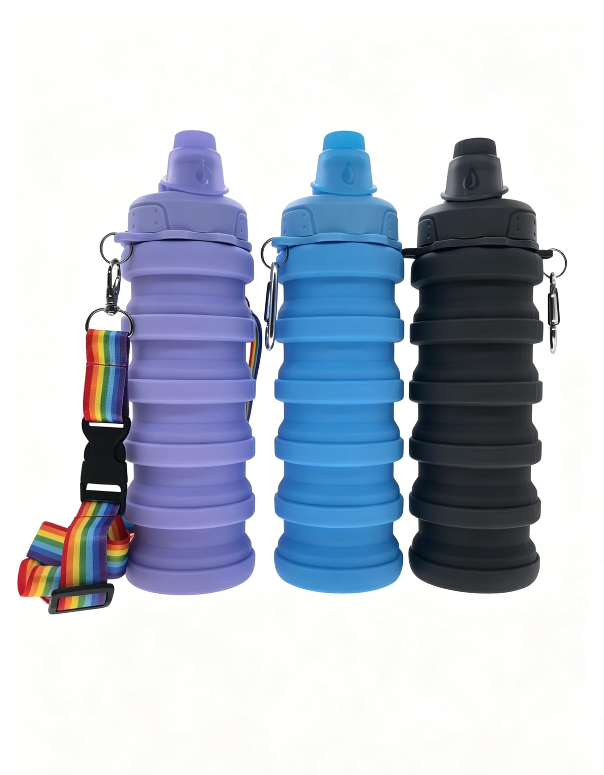Silicone Collapsible Travel Water Bottles 17.6oz Dark Blue And Pink
