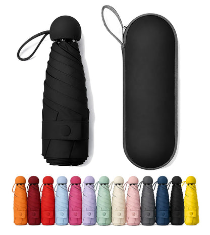 Mini Umbrella for Purse with Case, Sturdy Travel Essentials, UV Sun Protection Lightweight Compact Manual Open Close, Tiny Pocket Fits Purse Backpack, Women Kids Men
