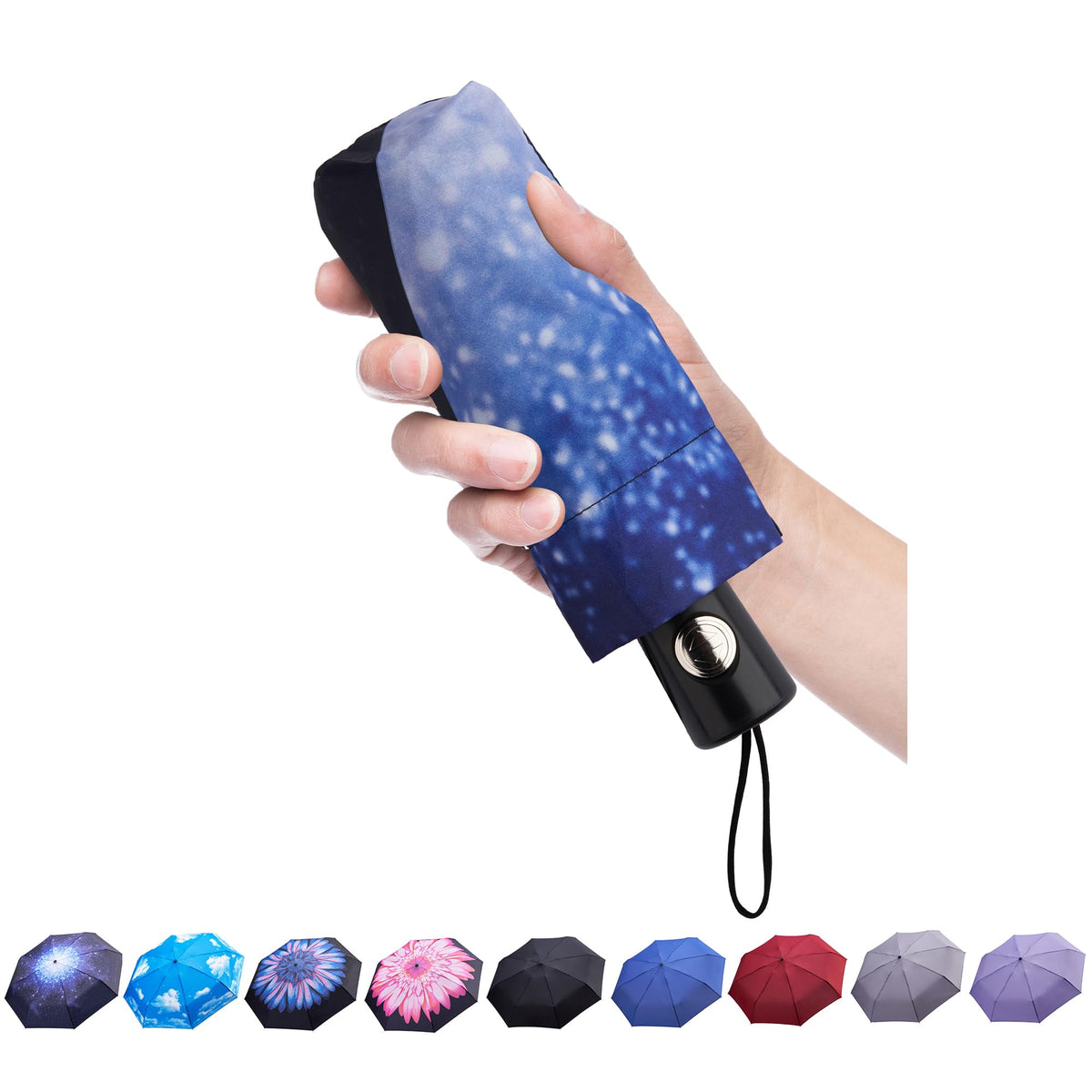 Goothdurs Automatic Mini Travel Windproof Umbrella Compact Auto Open/Close Small Lightweight Folding Rain Umbrellas for Women Men