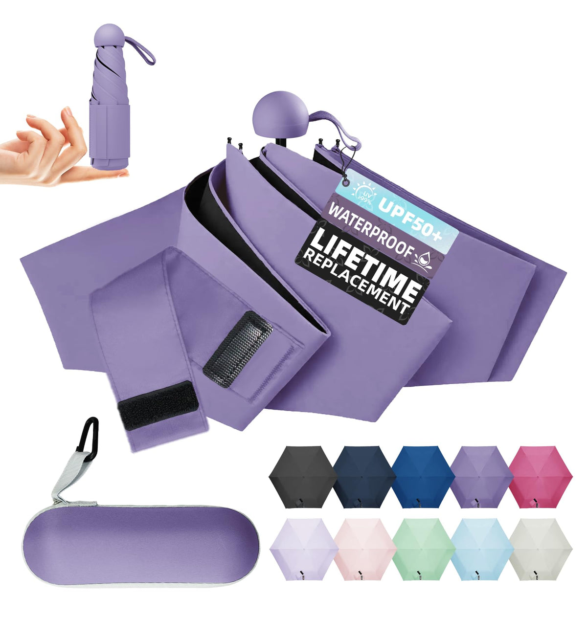 Umbrella Travel Size Mini Umbrella with UPF 100+ UV Rain Protection