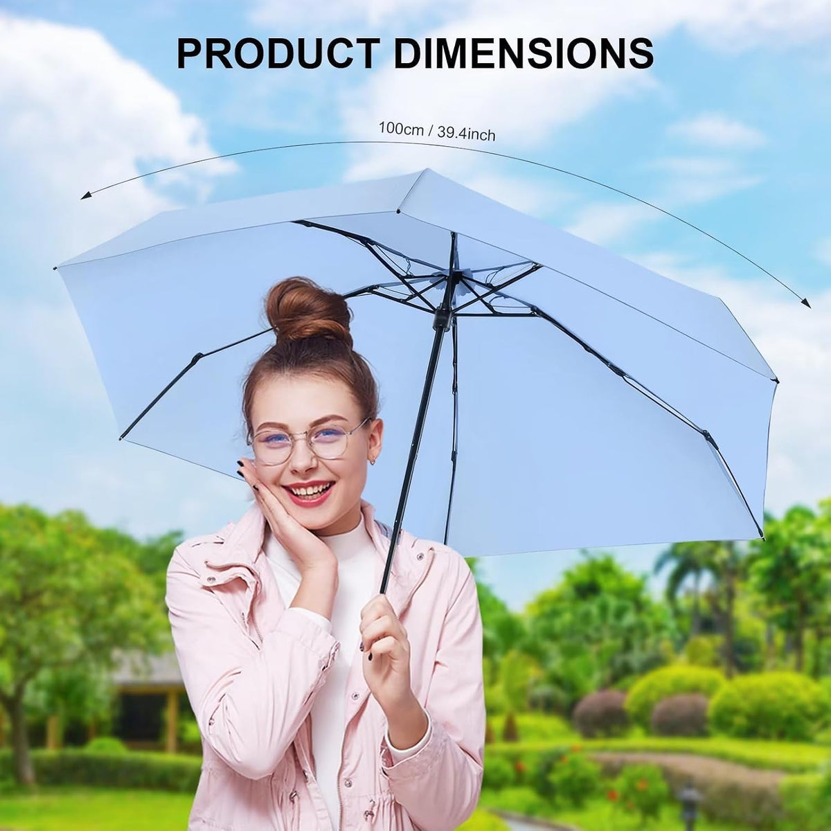 Mini Umbrella for Travel with Case Small Compact Sun Rain Tiny for Purse