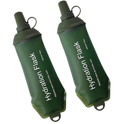 WILDREEDS 500ml Soft Flask, TPU Collapsible Soft Water Bottle for Hydration Pack, Running Vest, Folding Water Bottle for Hiking Cycling Climbing-2Pcs, Blue