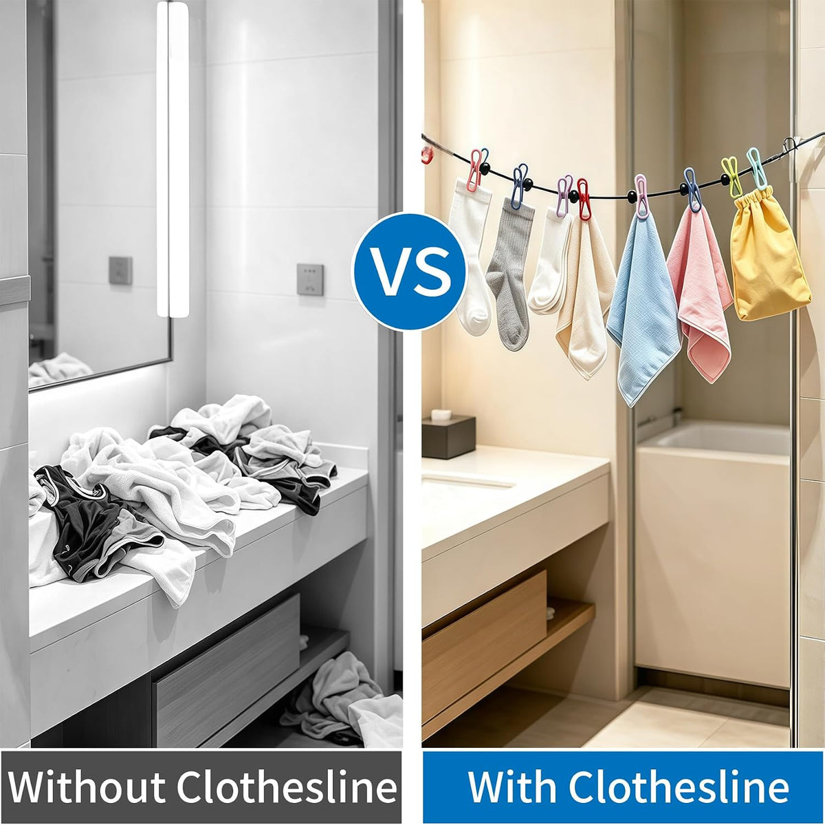 Magnetic Cruise Travel Clothes Line with 12 Clothes Clips & Waterproof Bag