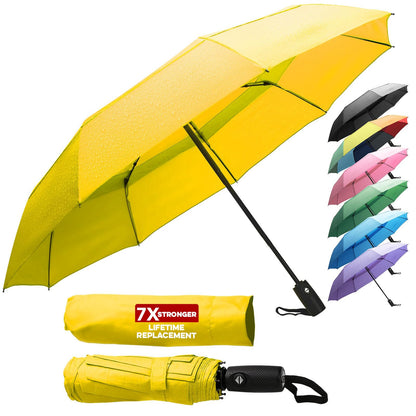 ZENO Travel Umbrella Compact - Small Umbrella for Backpack & Purse, Portable Automatic Umbrellas for Rain, Windproof, Reinforced Fiberglass Ribs, Water-Repellent Teflon