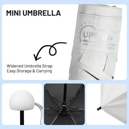 SY COMPACT Mini Travel Umbrella, UPF 50+ Rain & UV Sun Protection, Small Windproof & Lightweight Portable Umbrella with Zipper Case, Fits in Purse Travel Essential for Men Women