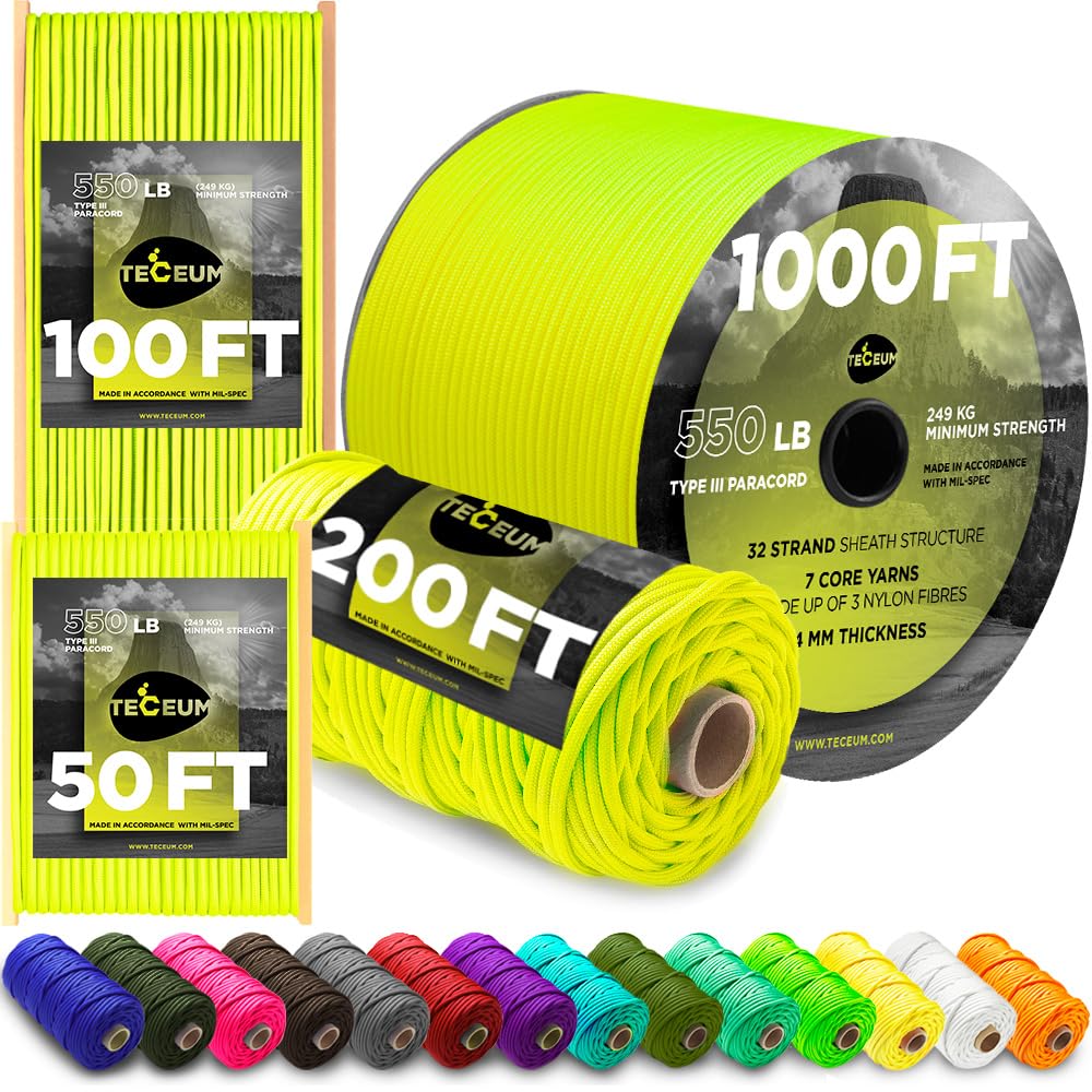 Paracord Rope 550 lb 4mm – Parachute Cord – Utility Camping Rope